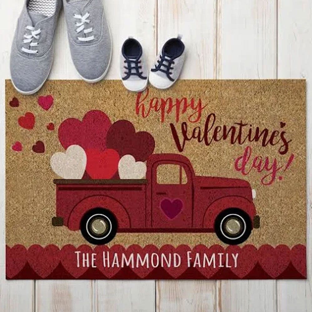 Happy Valentine's Day Personalized Valentine Doormat
