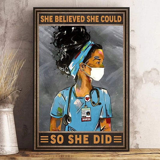 Ella creyó que podía y lo hizo Póster de enfermera negra, lienzo