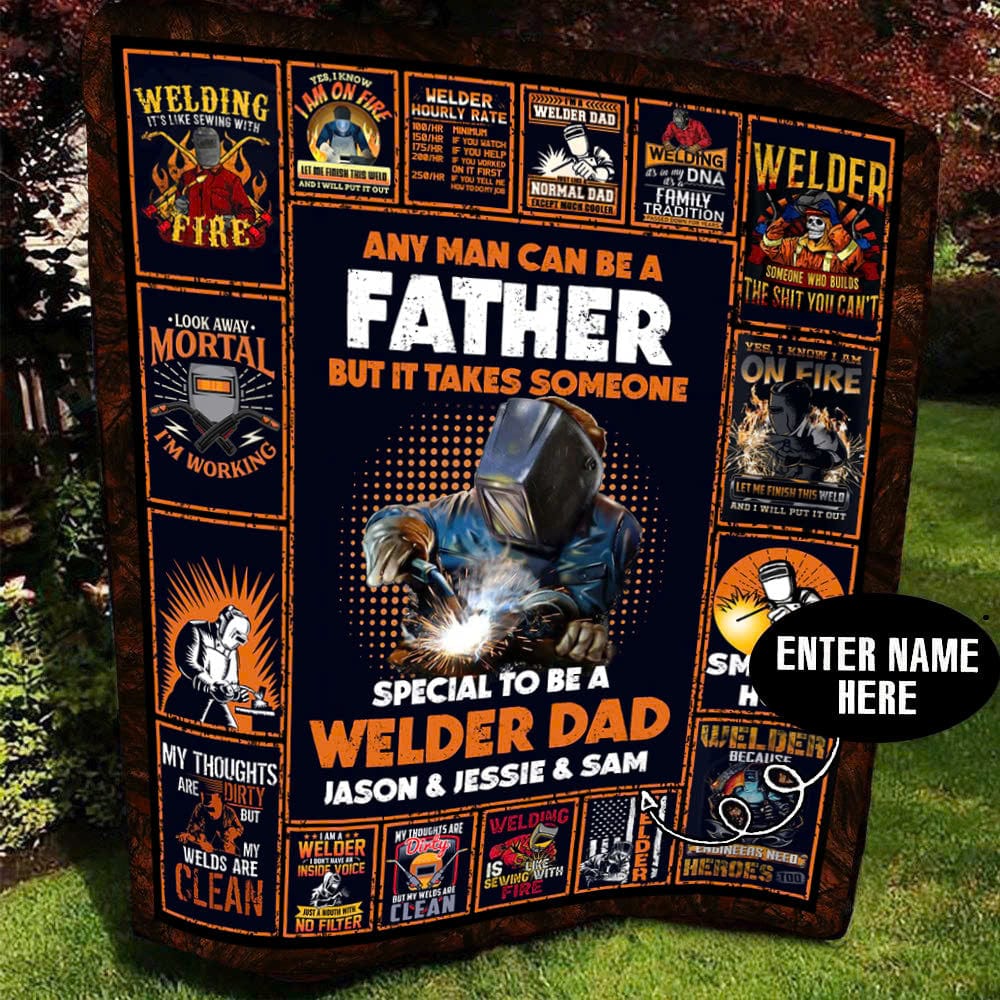 Cualquier hombre puede ser padre, pero se necesita algo especial para ser un padre soldador. Manta de soldador personalizada de vellón y sherpa