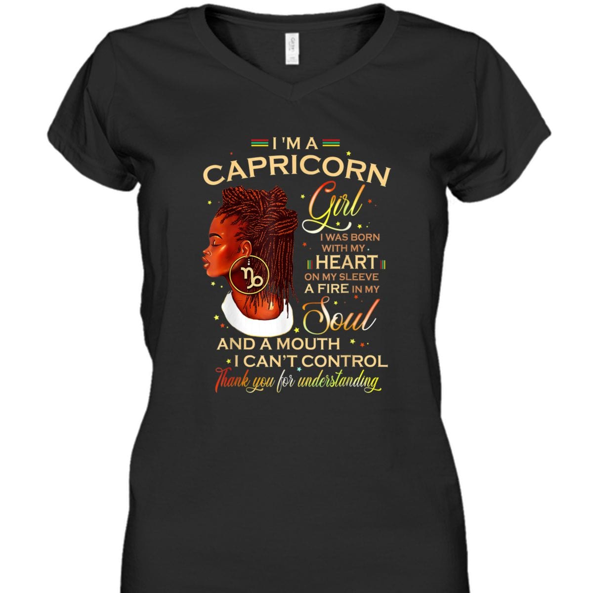 I'm A Capricorn Girl Afro Locs Girl Zodiac Shirt