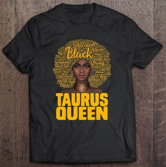 Camisa negra para mujer con el signo del zodiaco Tauro Queen