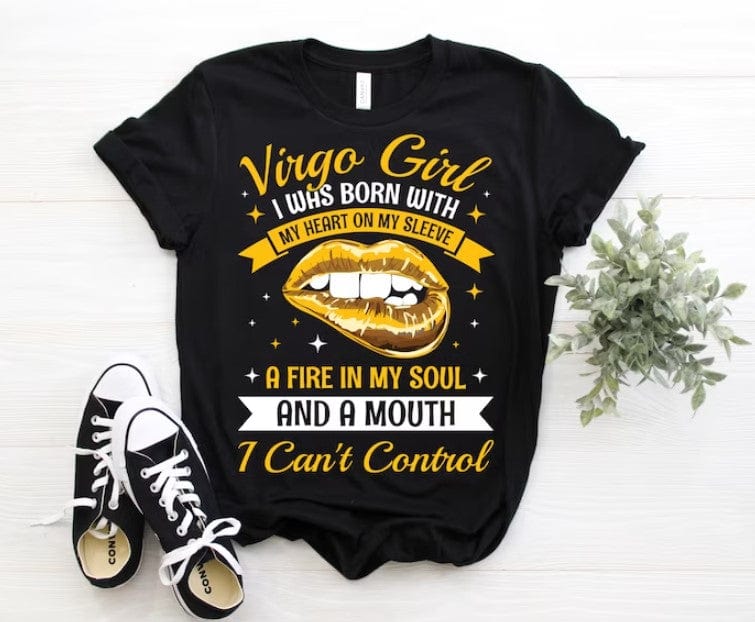 Virgo Girl I Was Born With My Heart On My Sleeve Zodiac Shirt