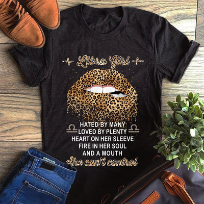 Libra Girl Hated By Many Loved By Plenty Leopard Birthday Zodiac Shirt