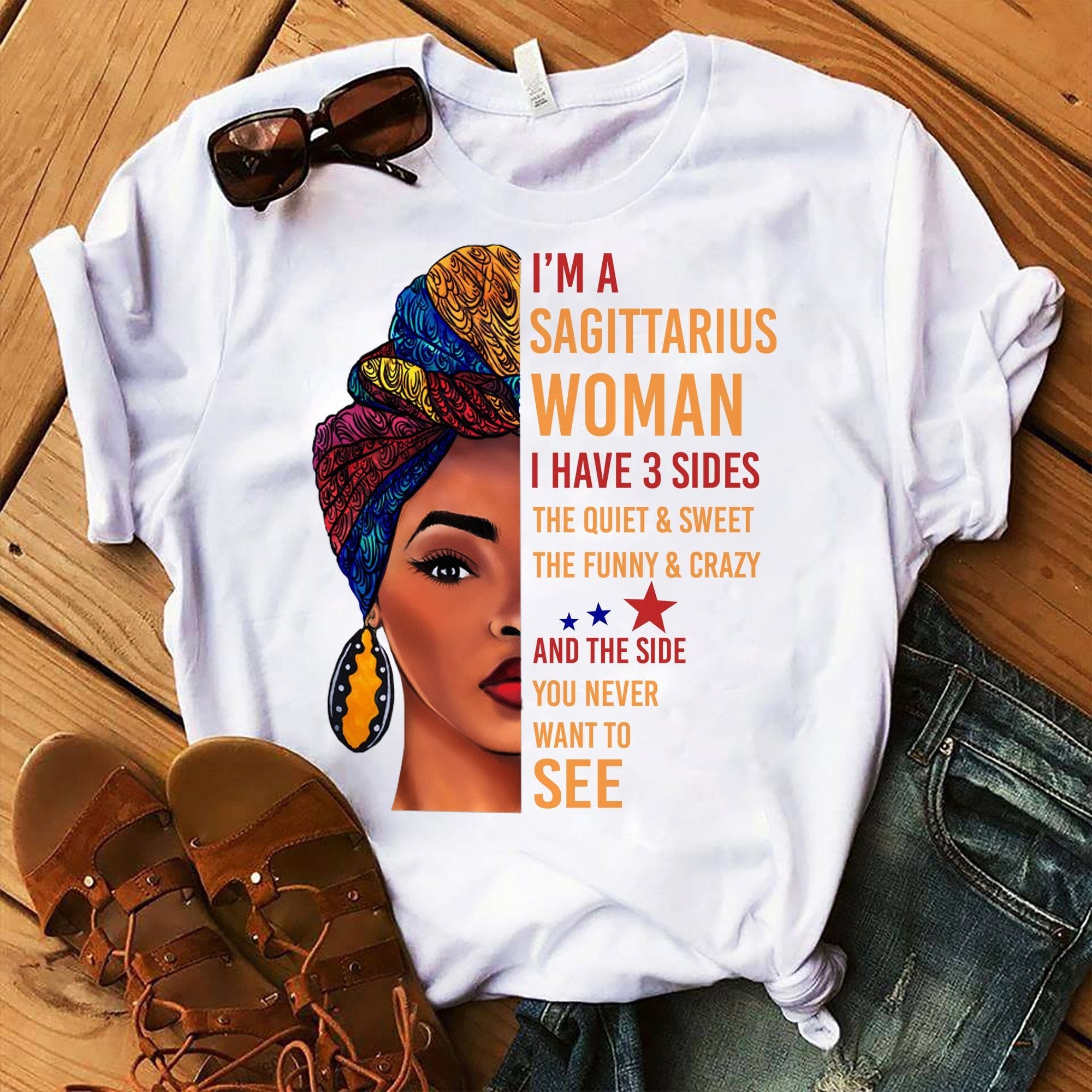 Funny Cool I'm A Sagittarius Black Woman Zodiac Shirt