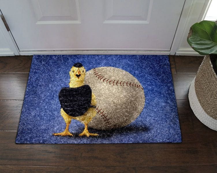 Felpudo de pollo con diseño de béisbol