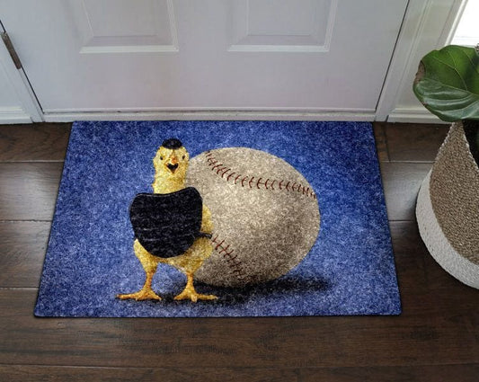 Felpudo de pollo con diseño de béisbol