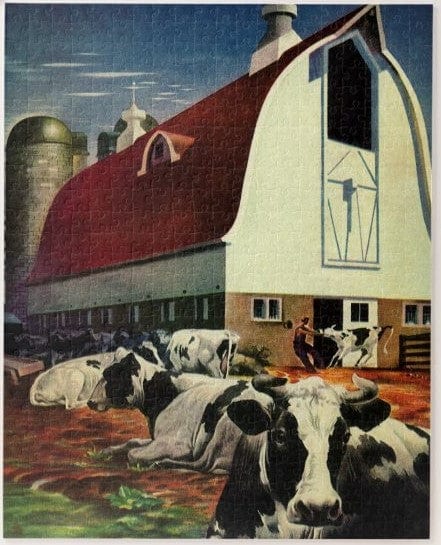 Vintage Business, Holstein Milk Cows on Dairy Farm Jigsaw Puzzle, Autism Toys For Kids, Adults