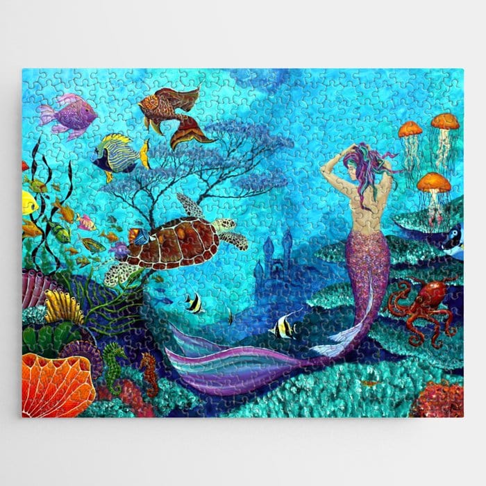 A Fish Of A Different Color Mermaid And Seaturtle Jigsaw Puzzle, Autism Toys For Kids