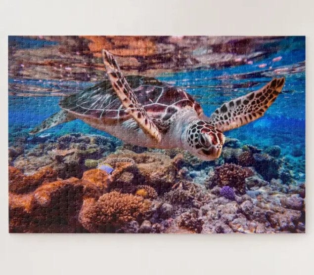 Cute Swimming Sea Turtle Jigsaw Puzzle, Autism Toys For Kids, Adults