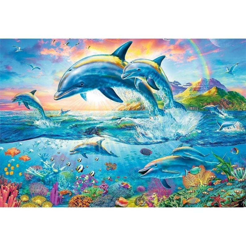 Dolphin Family Jigsaw Puzzle, Autism Toys For Kids, Adults, Whimsical Jigsaw Puzzle