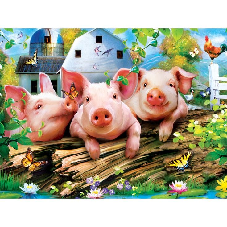 Pigs Farmer Jigsaw Puzzle, Autism Toys For Kids, Adults