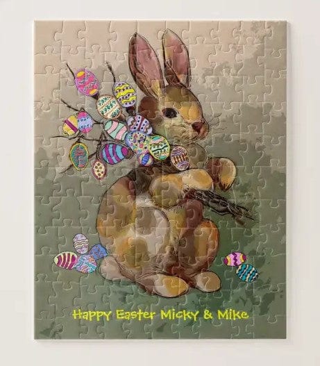 Personalized Easter Bunny And Eggs Jigsaw Puzzle, Autism Toys For Kids, Adults