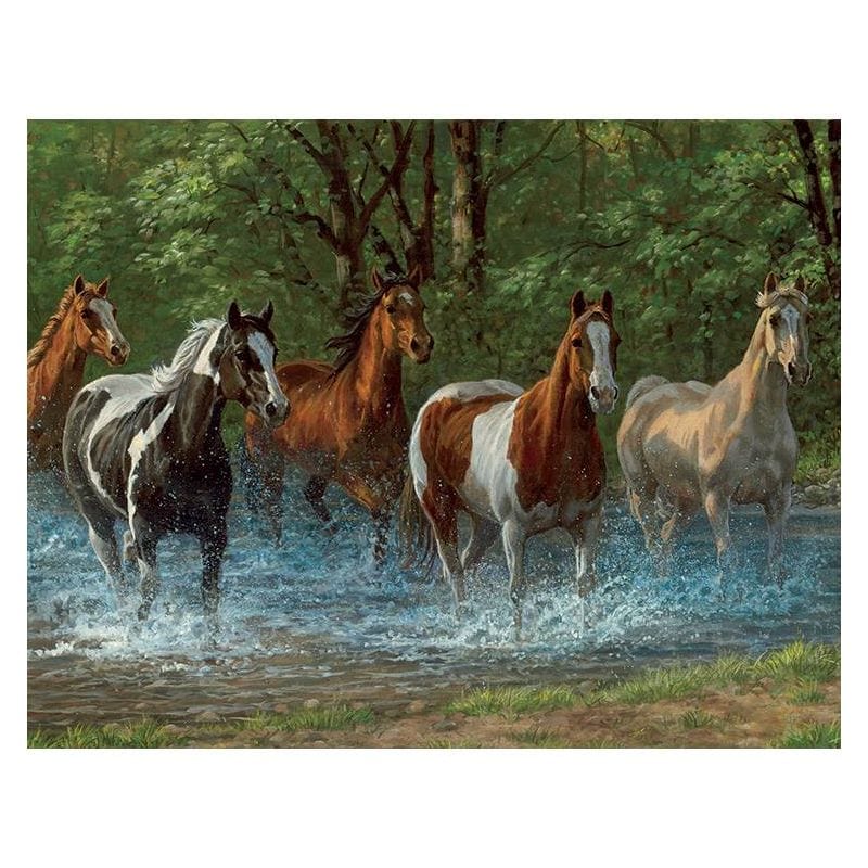 Summer Creek Running Horse Jigsaw Puzzle, Autism Toys For Kids, Adults, Whimsical Jigsaw Puzzle