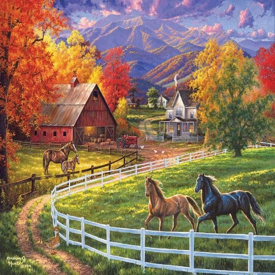 Horse Valley Farm Jigsaw Puzzle, Autism Toys For Kids, Adults, Whimsical Jigsaw Puzzle