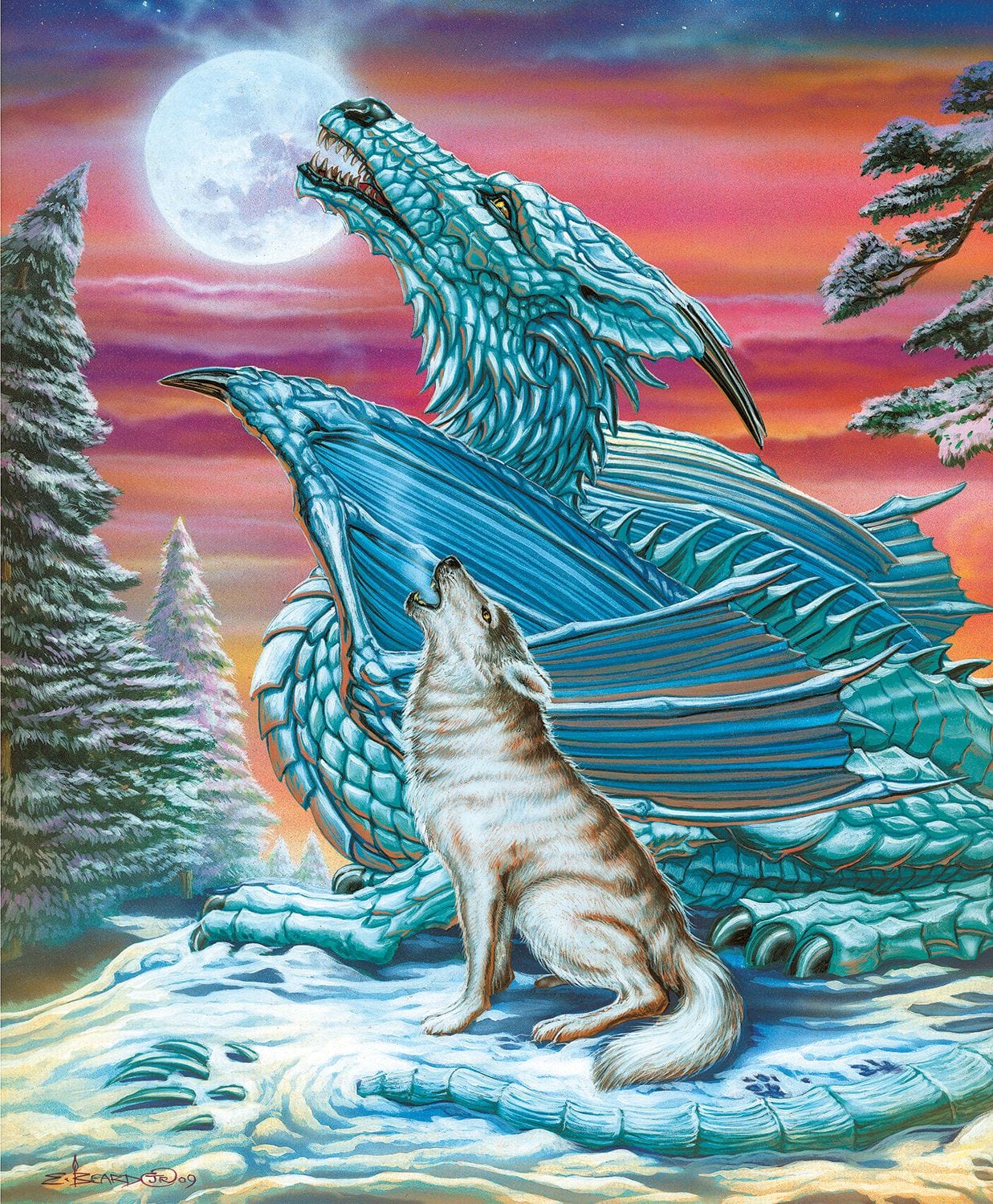 Moon Song Dragon & Wolf Jigsaw Puzzle, Autism Toys For Kids, Adults, Whimsical Jigsaw Puzzle