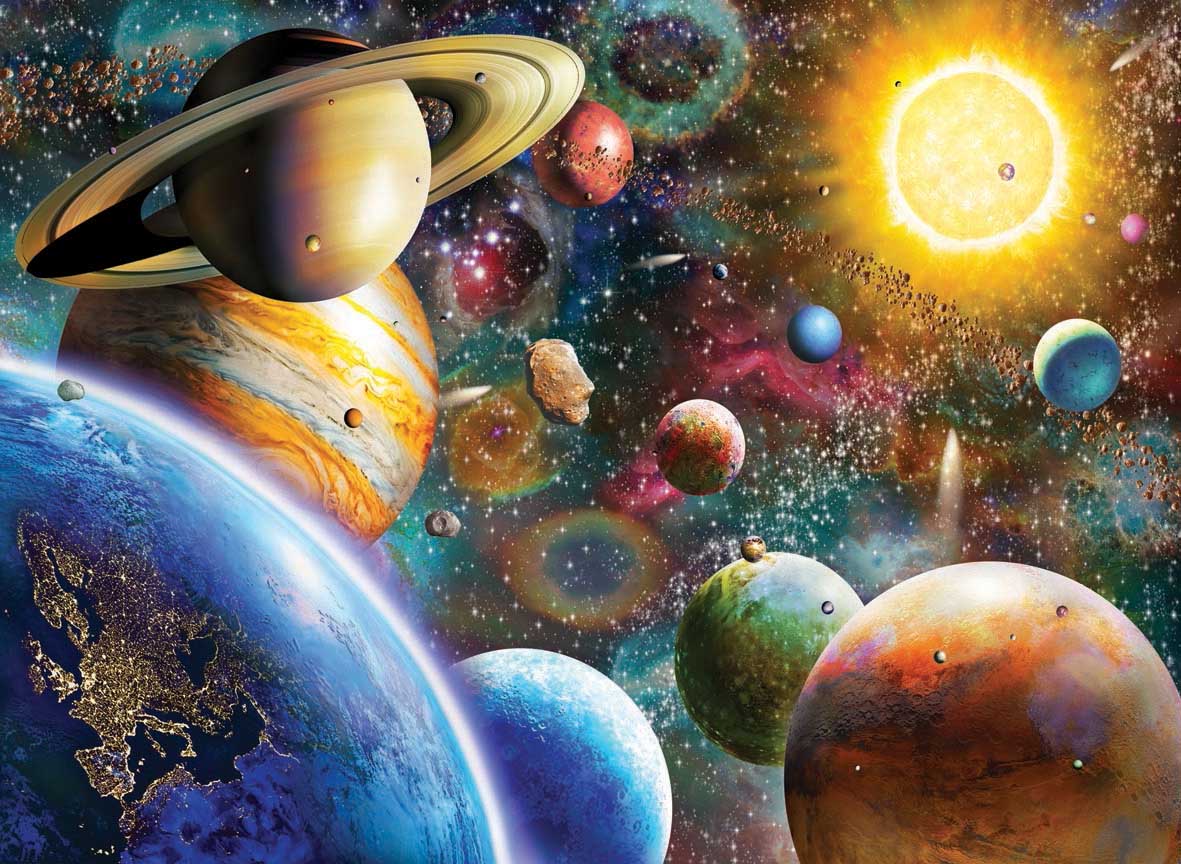 Planet In Space Soloar System Jigsaw Puzzle, Autism Toys For Kids, Adults, Whimsical Jigsaw Puzzle