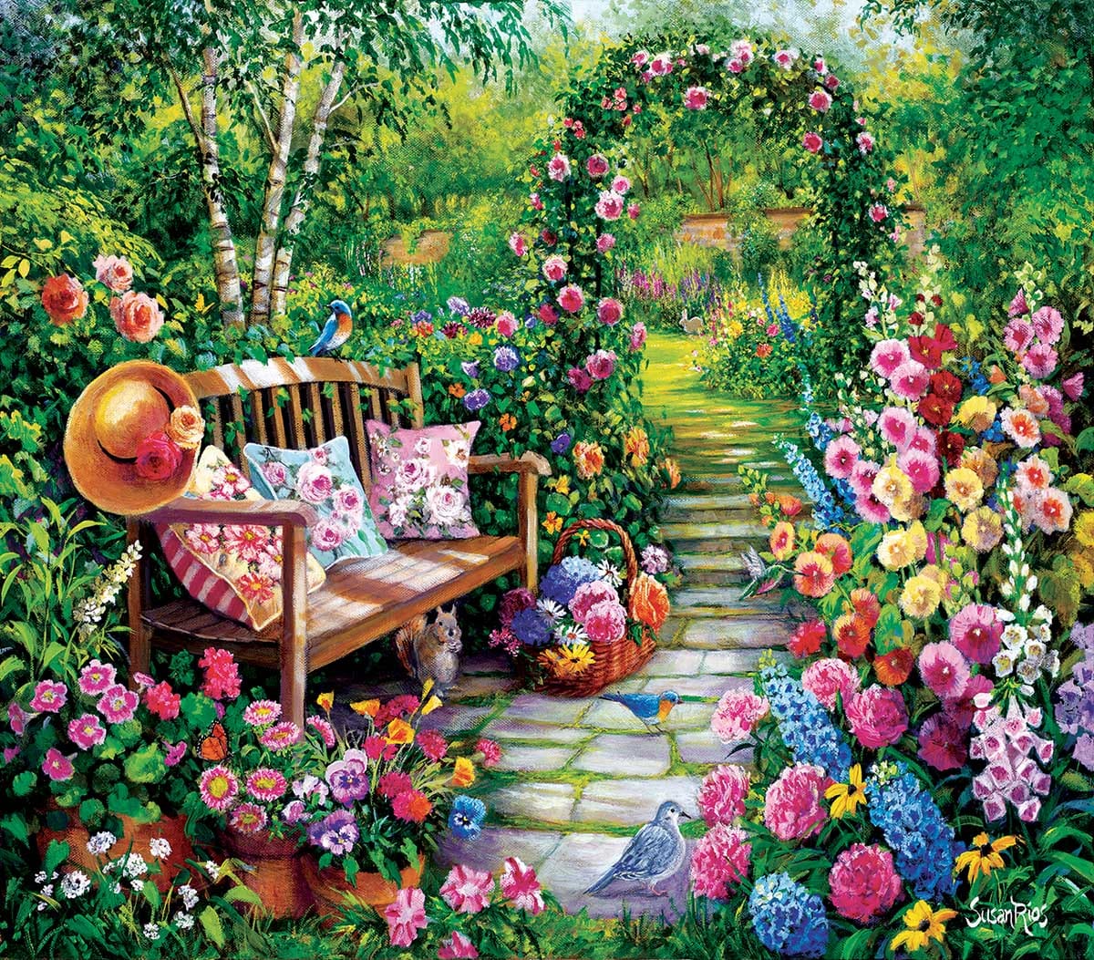 Spring Garden Jigsaw Puzzle, Whimsical Jigsaw Puzzle, Autism Toys For Kids, Adults