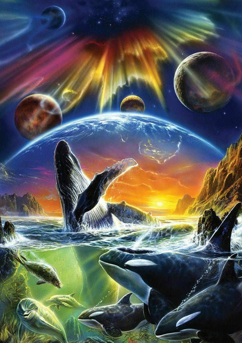 Whale In Space Jigsaw Puzzle, Whimsical Jigsaw Puzzle, Autism Toys For Kids, Adults
