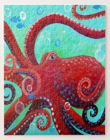 Red Octopus Jigsaw Puzzle, Autism Toys For Kids, Adults