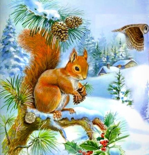 Cold Winter And Squirrel Jigsaw Puzzle, Autism Toys For Kids, Adults