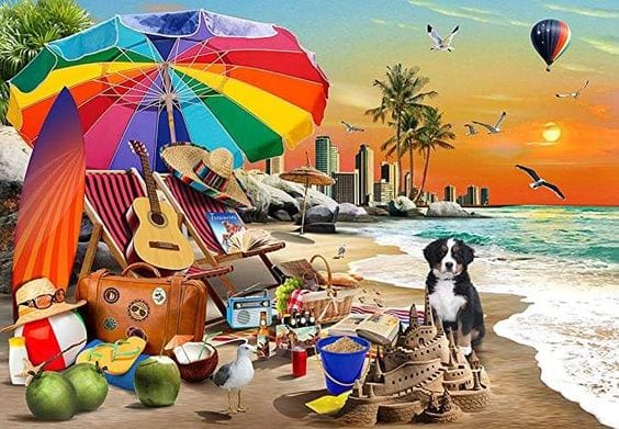 Beach Summer Time Jigsaw Puzzle, Autism Toys For Kids, Adults, Whimsical Jigsaw Puzzle