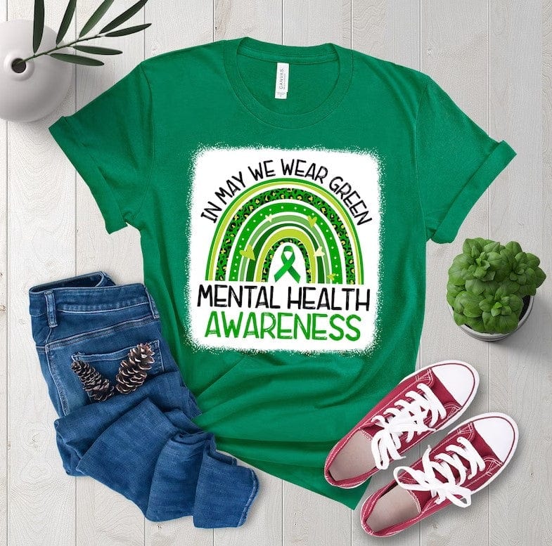 Rainbow Leopard In May We Wear Green Mental Health Awareness Shirt