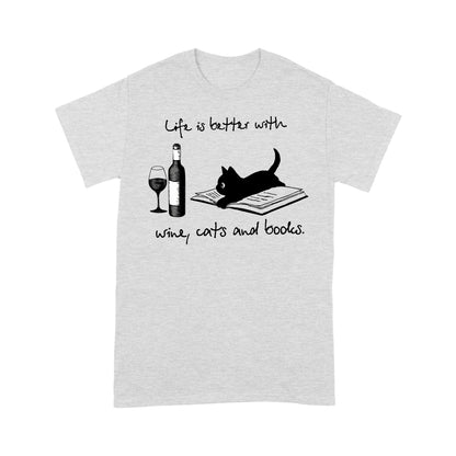 Camisetas para amantes del vino de Cat Mother La vida es mejor con gatos Libros sobre vino