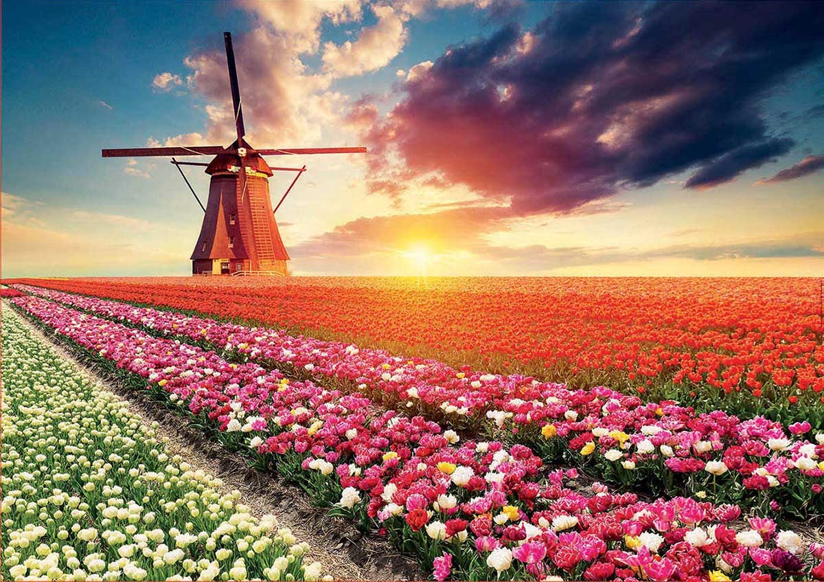 Tulip Landscape Jigsaw Puzzle, Whimsical Jigsaw Puzzle, Autism Toys For Kids, Adults