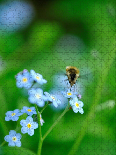 Forget Me Not With Bee Jigsaw Puzzle, Autism Toys For Kids, Adults, Whimsical Jigsaw Puzzle