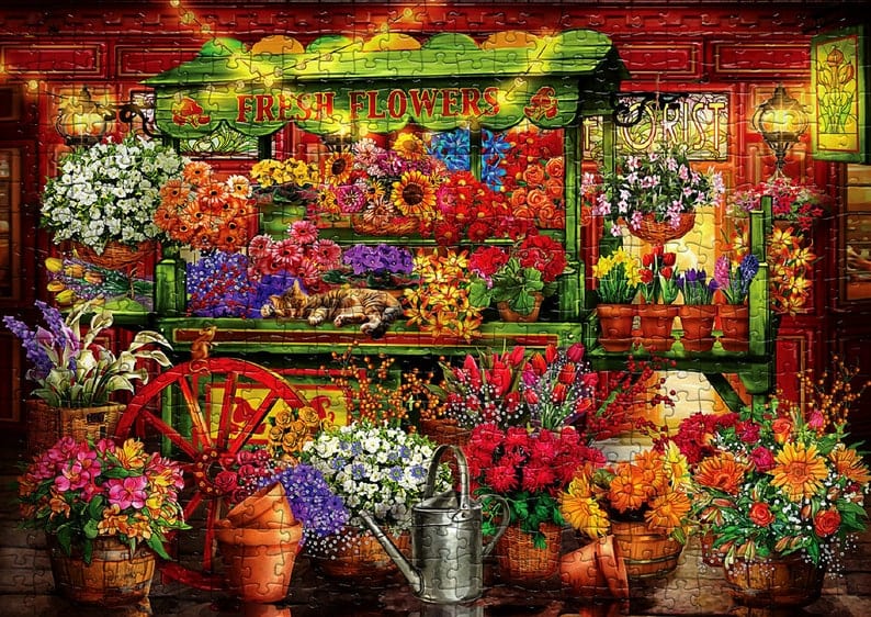 Flower Market Jigsaw Puzzle, Autism Toys For Kids, Adults, Whimsical Jigsaw Puzzle