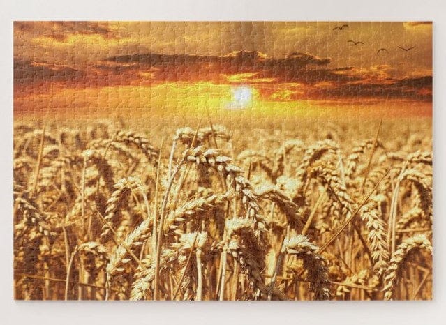Sunset and Wheat Field Jigsaw Puzzle, Autism Toys For Kids, Adults, Whimsical Jigsaw Puzzle