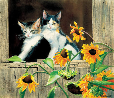 Kittens and Sunflowers Jigsaw Puzzle, Autism Toys For Kids, Adults