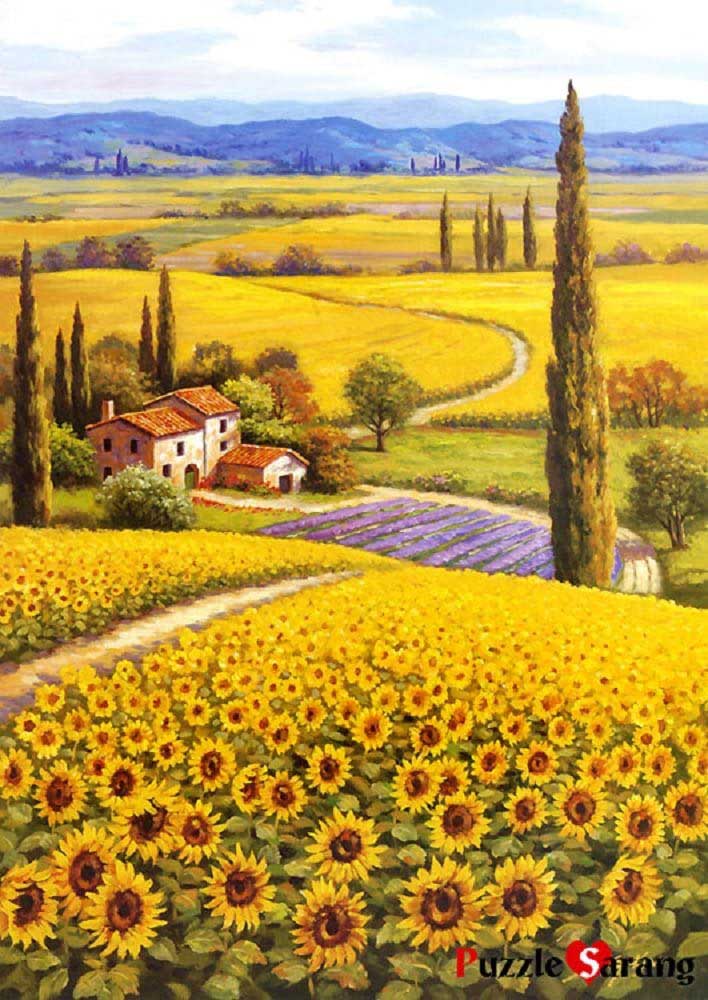 Sunflower Field Jigsaw Puzzle, Whimsical Jigsaw Puzzle, Autism Toys For Kids, Adults