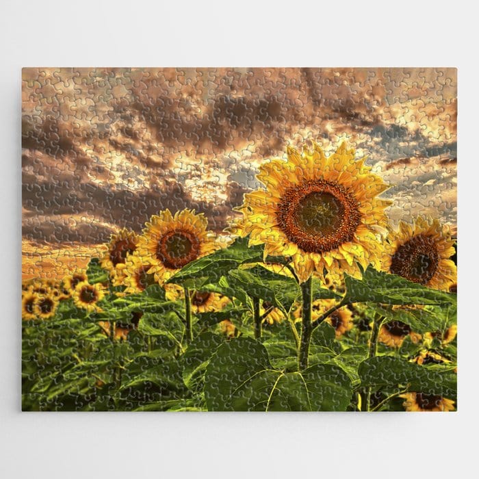 Sunflowers At Sunset Jigsaw Puzzle, Autism Toys For Kids, Adults, Whimsical Jigsaw Puzzle