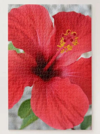 A Stunning Scarlet Hibiscus Tropical Flower Jigsaw Puzzle, Autism Toys For Kids, Adults, Whimsical Jigsaw Puzzle