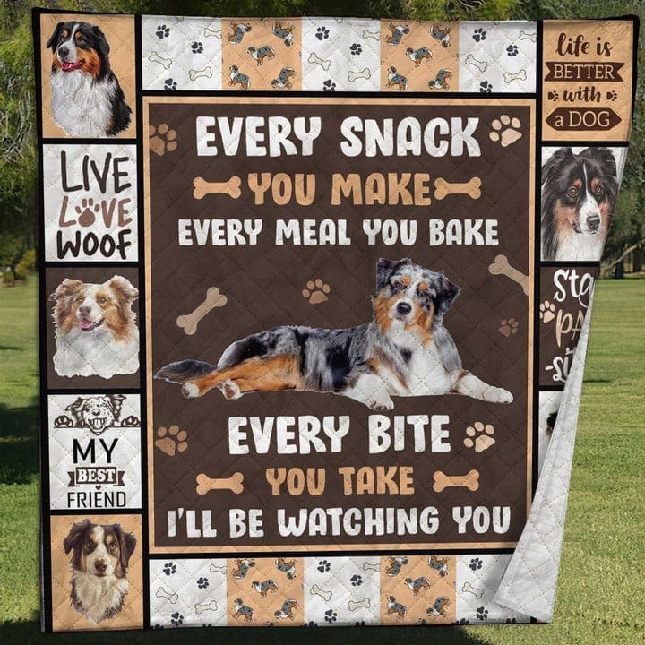 Perro pastor australiano Cada bocadillo que prepares Cada comida que hornees Te estaré vigilando Manta