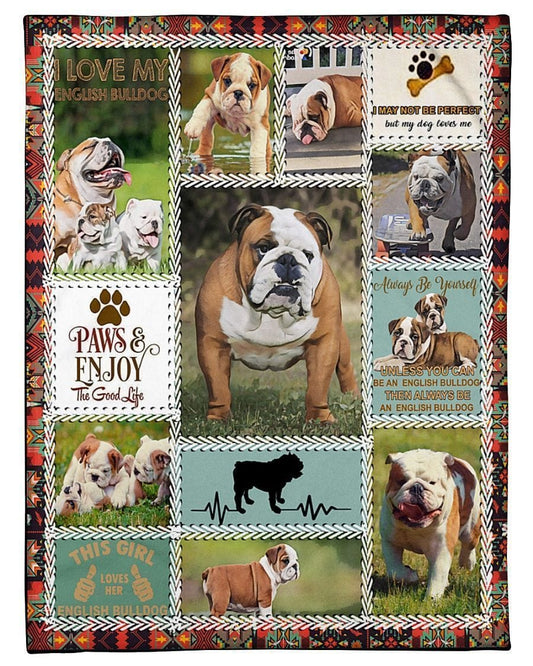 Manta de bulldog inglés Paws And Enjoy The Good Life