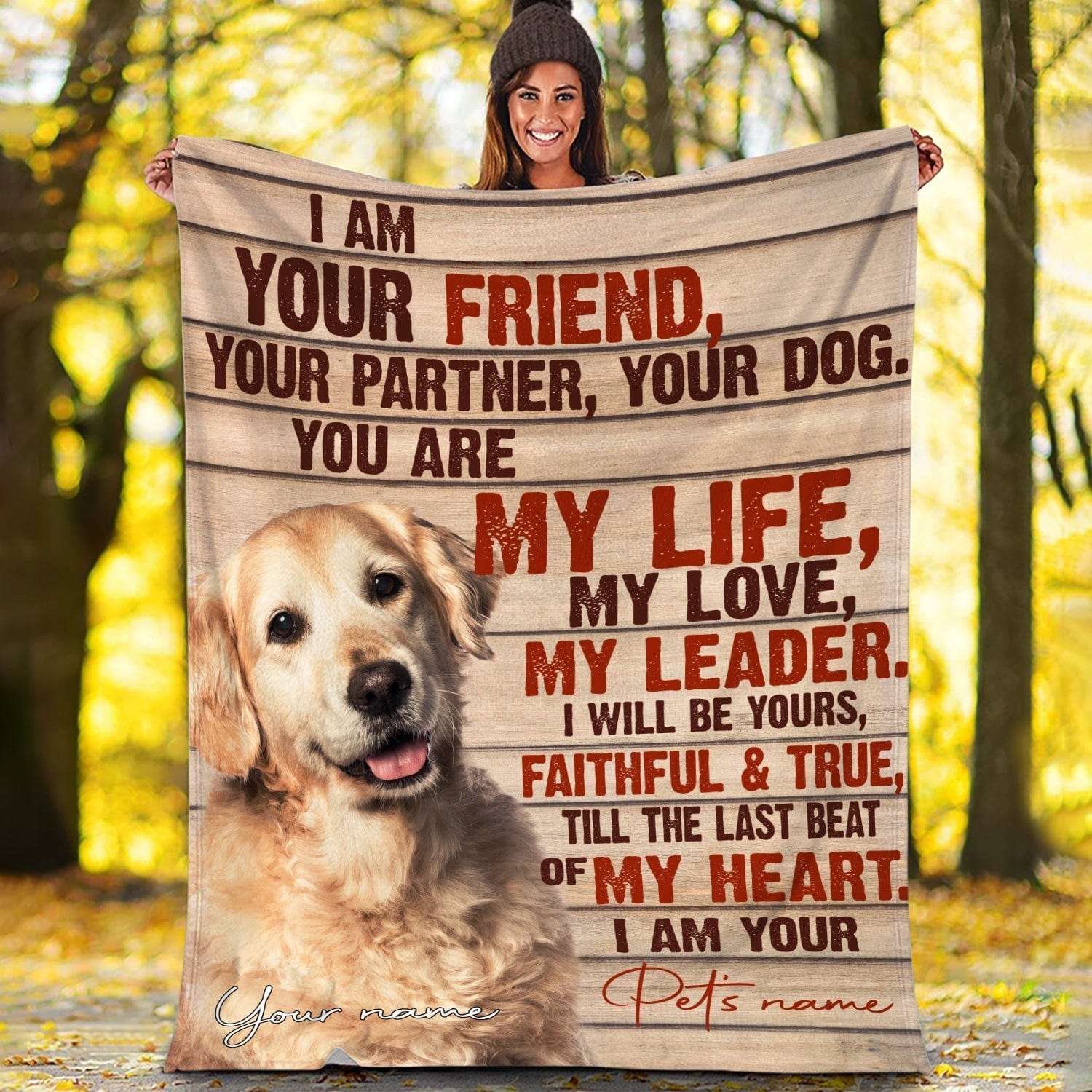 Personalized Golden Retriever I Am Your Friend Your Partner Blanket