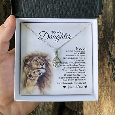 To My Daughter Necklace From Lion Dad - I Always Right Here In Your Heart Remember Whose Daughter You Are