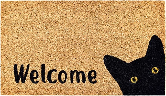 Felpudo de bienvenida con divertido gato negro