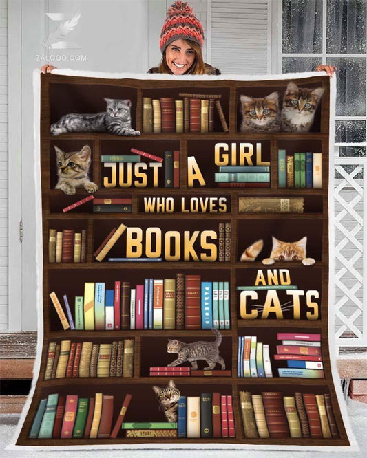 Manta de vellón y sherpa Just A Girl Who Loves Books &amp; Cats