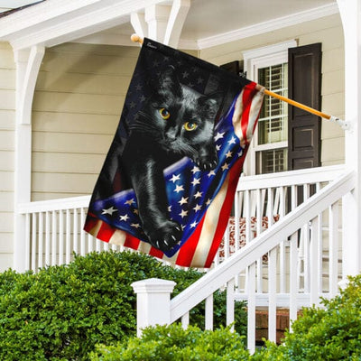 Black Cat American Flag House & Garden Flag