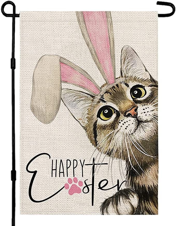 Happy Easter Cute Cat Kitten House & Garden Flag