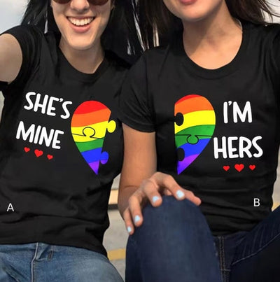 She's Mine I'm Hers LGBTQ Pride Matching Lesbian Couple Shirt