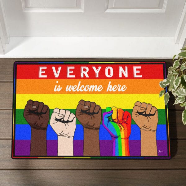 LGBT Rainbow Everyone Is Welcome Here Doormat