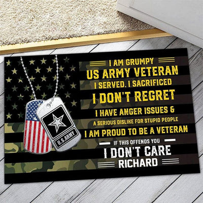 Personalized Doormat With Your Name I Am Grumpy US Army Veteran