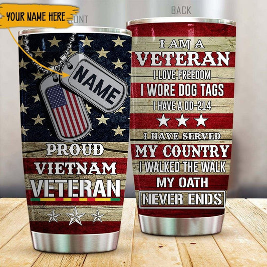 Vaso personalizado de veterano de Vietnam Soy un veterano