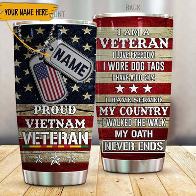 Personalized Vietnam Veteran Tumbler I Am A Veteran