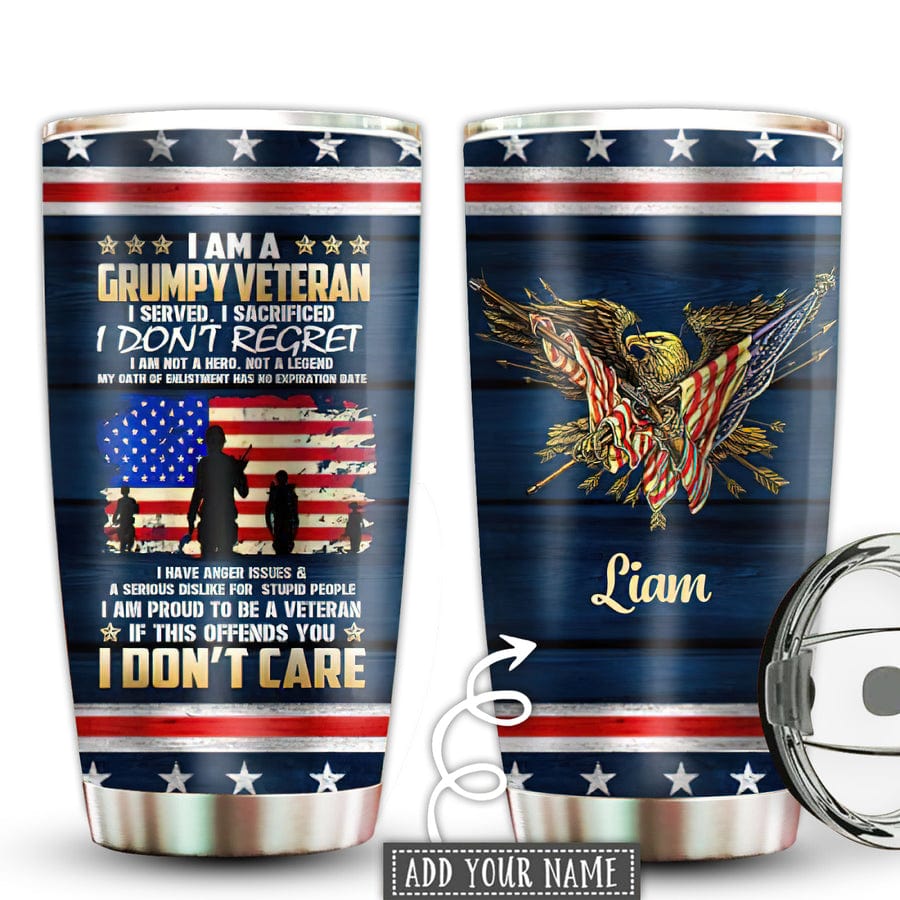 Vaso de veterano personalizado Soy un veterano gruñón
