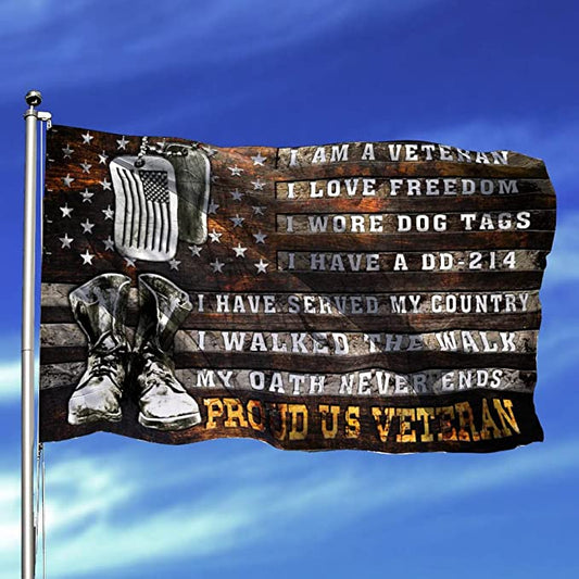 Soy veterano, amo la libertad Bandera de casa y jardín de veteranos